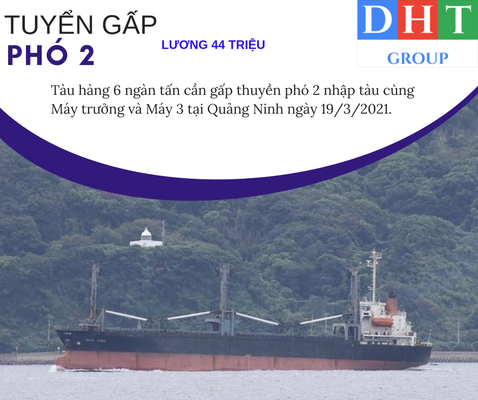 Cần 2/O cho tàu 6000 tấn nhập tàu trong đầu tháng 4