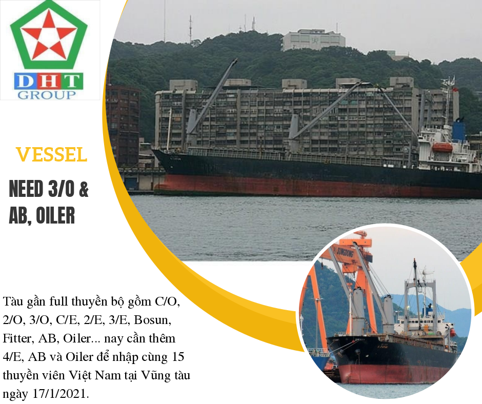 Cần gấp máy 4, AB và Oiler tàu gần full thuyền bộ.